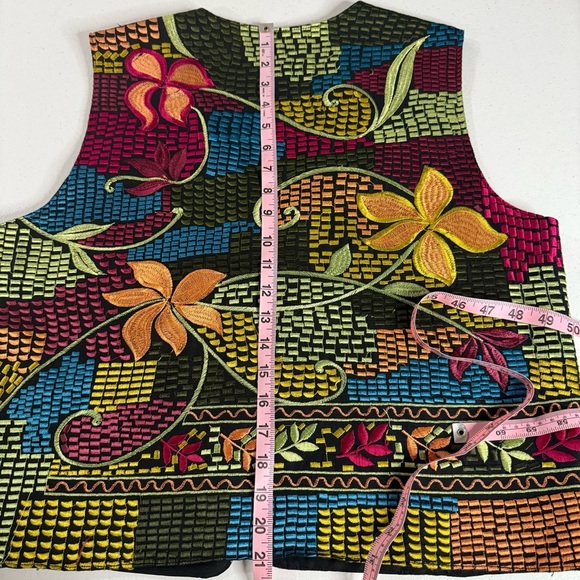 Chico's Boho Embroidered Vest Retro Floral Multi Color Women’s Sz 12 (Chico’s 2) - Picture 7 of 9